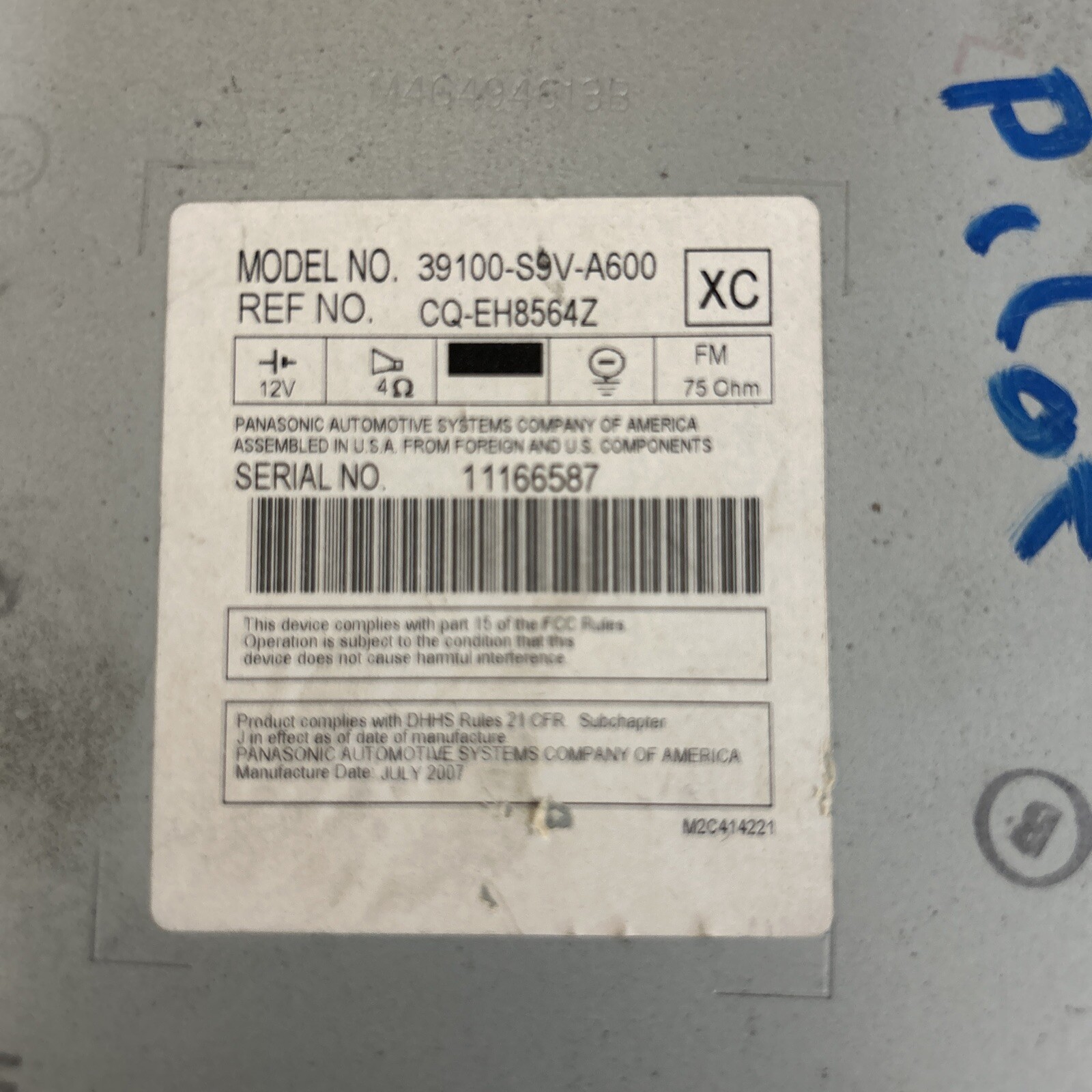 06-08 Honda Pilot EX-L AM FM XM 6 disc CD radio receiver 39100-S9V-A600 1TV6