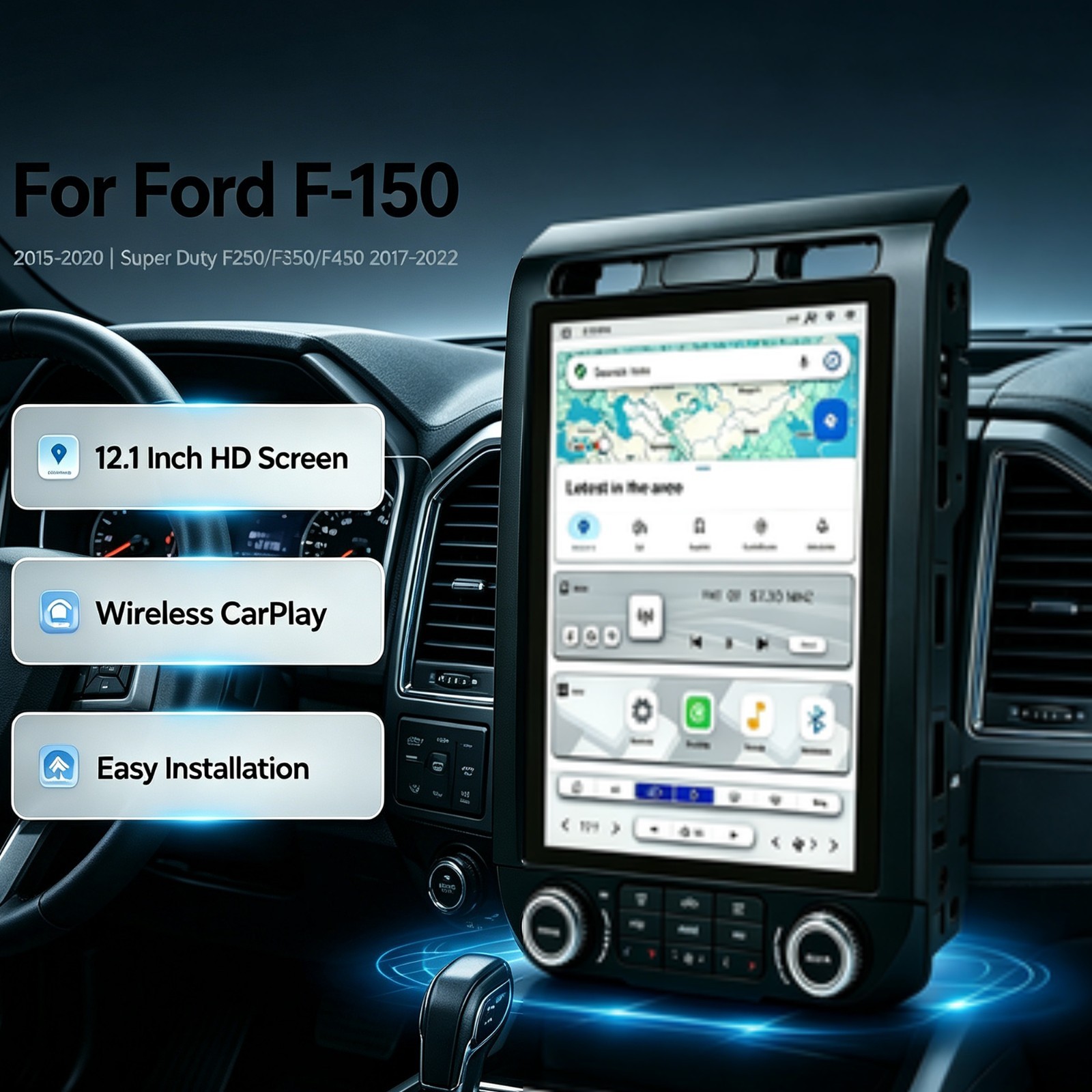 Android For Ford F-150 F250 F350 2015-2022 Car Radio NAV Unit Carplay Screen GPS