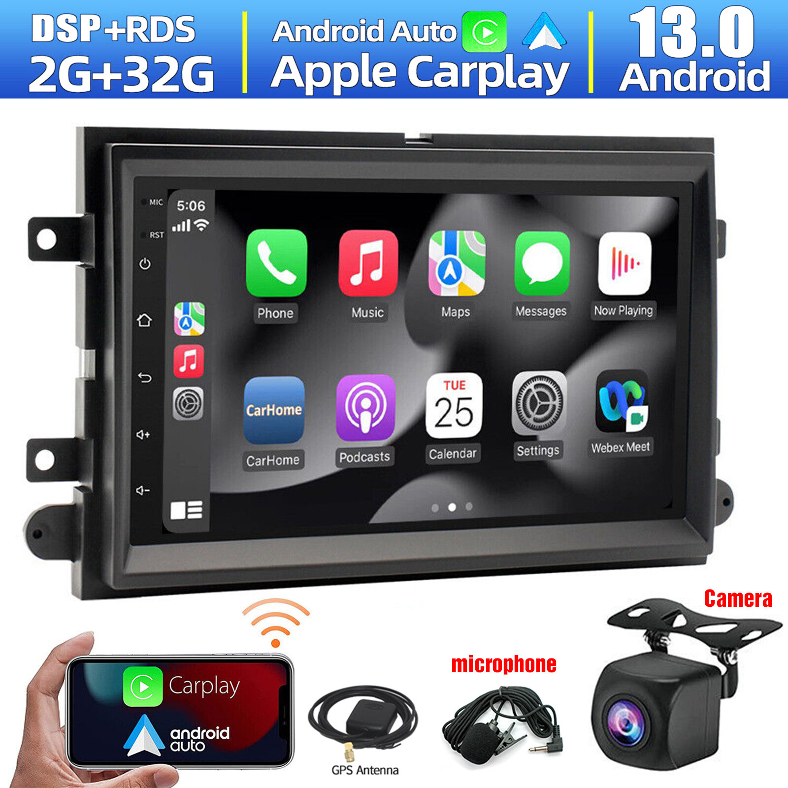 For 2004-2014 FORD F150 F250 F350 Car Stereo Radio Android 13 Carplay GPS Navi