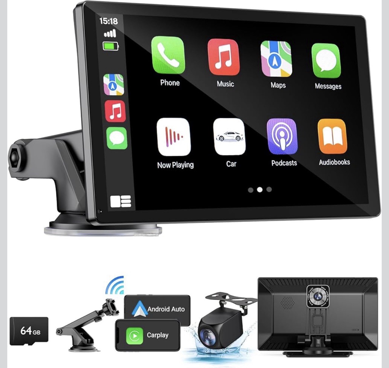 Q9S Digital Media Receiver Touchscreen Bluetooth Android Auto CarPlay USB Input