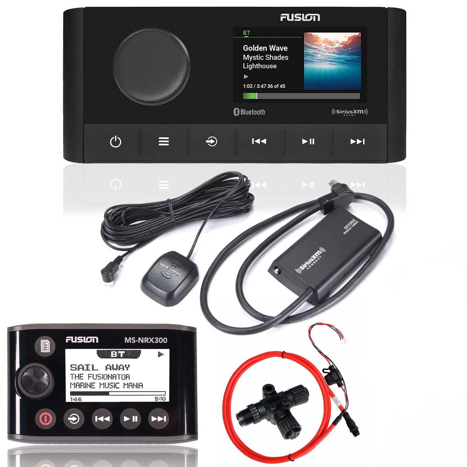 Fusion MS-RA210 Marine System with MS-NRX300 Wired Remote, SiriusXM Tuner