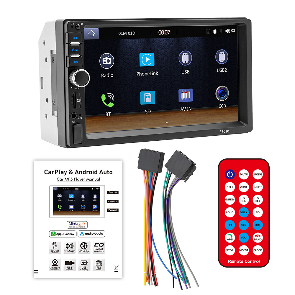Touch Screen Car Radio Stereo For Apple Carplay Android Bluetooth FM Mirror Link