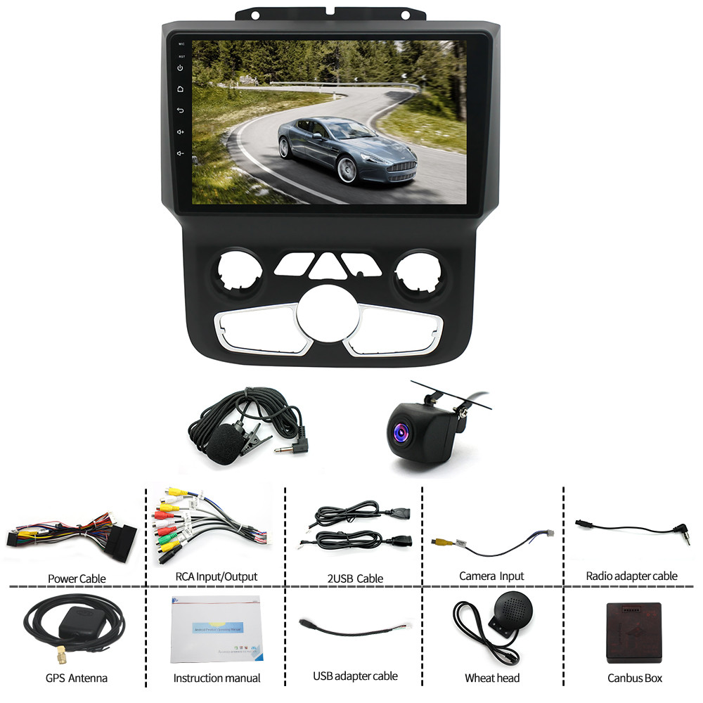 For 2014-2018 Dodge Ram Carplay Radio GPS Navi IPS Touchscreen Bluetooth w/Cam