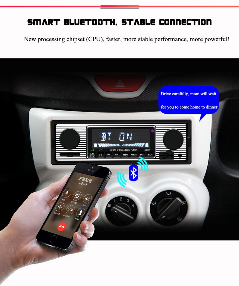 1 Din Car Stereo Audio Radio Car In-Dash Player Bluetooth Head Unit MP3 USB AUX