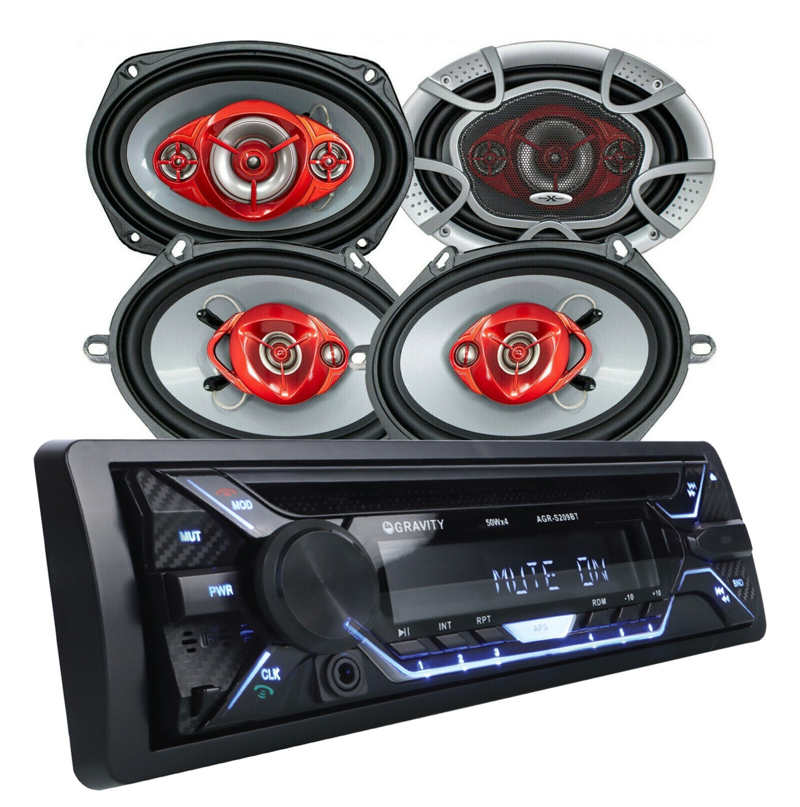 Gravity 200w Car Audio CD Player AM FM Bluetooth Receiver+ 4x Speakers 6X9 + 6×8
