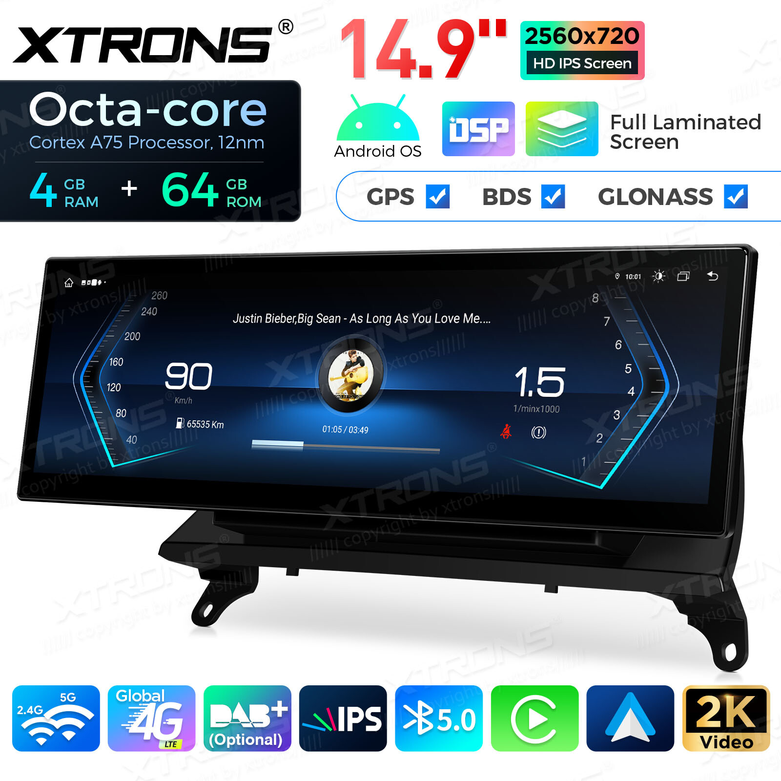 Android 14 Stereo for BMW X5 E70 X6 E71 14.9 inch Screen Wireless CarPlay 4G 64G