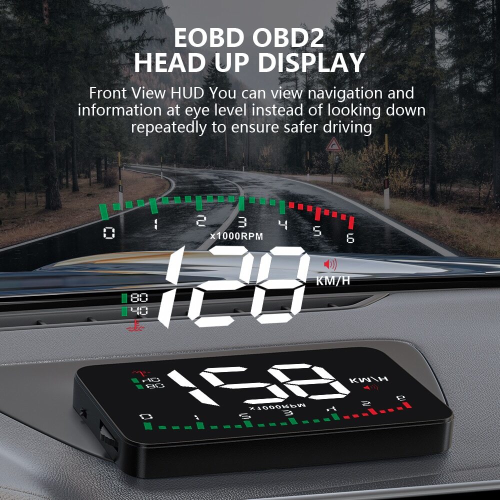 A900 Hud Display Car Projector Alarm OBD2 Head Up Display Speedometer Windshield