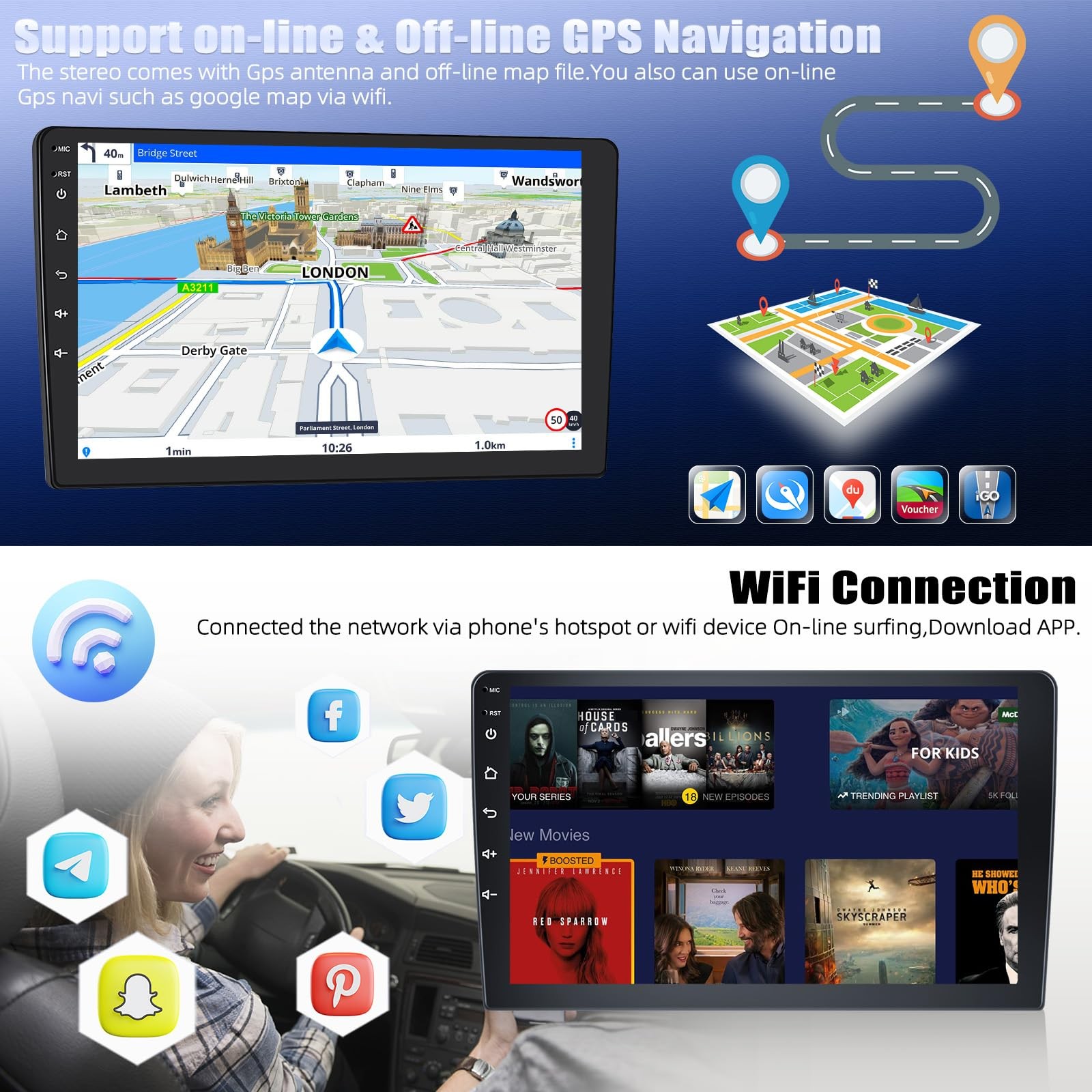4 Core 2+64G Android 15 Car Stereo for Jeep Compass 2017-2020 with Wireless C…