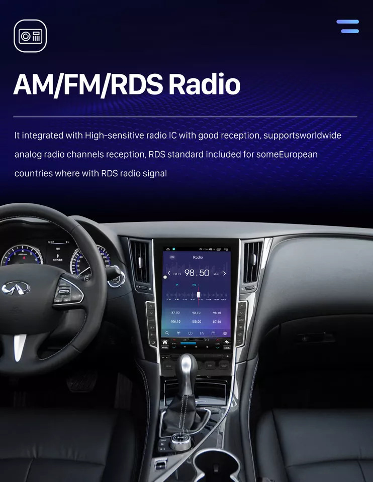 Tesla Style Car Radio GPS Navigation CarPlay For Infiniti Q50 Q60 2013-2023 32GB