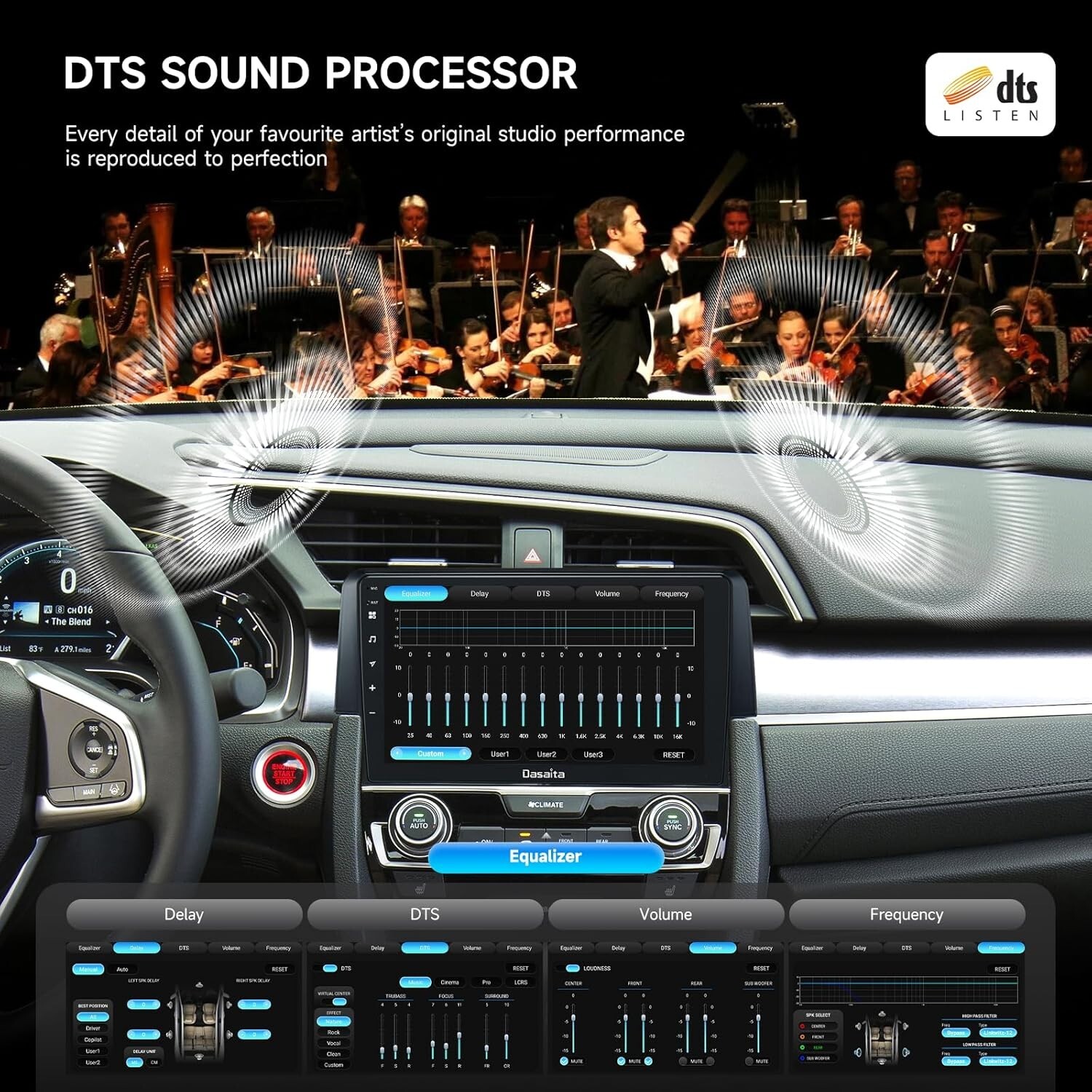Dasaita 9″ Car Stereo for Honda Civic 2015-2022 Apple Carplay 4G LTE DTS 4+64G