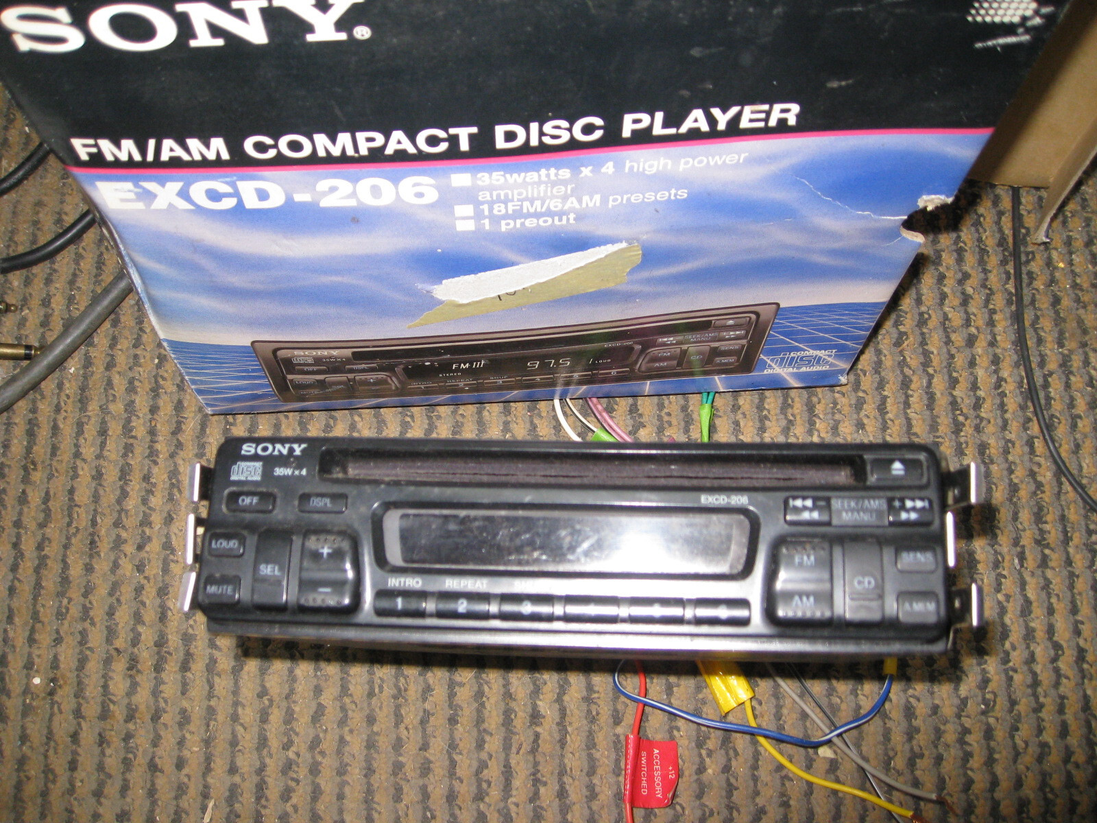 PARTS SONY EXCD-206 Car AM FM CD Compact Disc Player 4 ch spkr Stereo AS IS