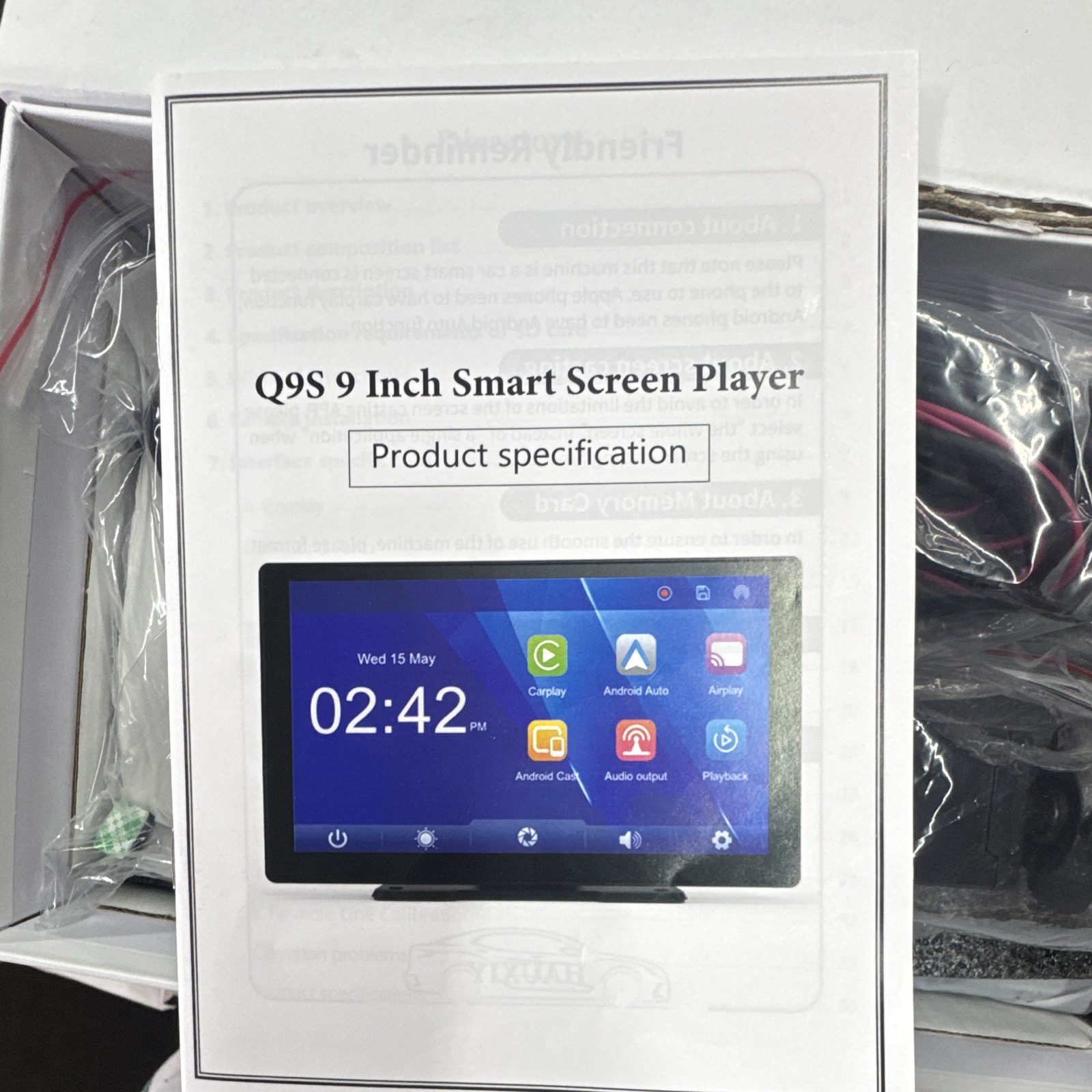 Q9S 9 in Wireless Touchscreen Smart Screen Stereo Car MP5 Player
