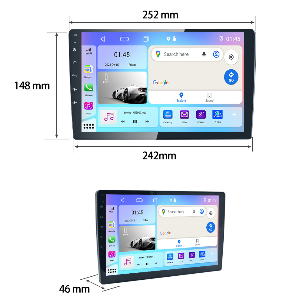 6+128G 2DIN 10” Car Radio Stereo Apple Carplay Android Auto DSP QLED Screen+Cam