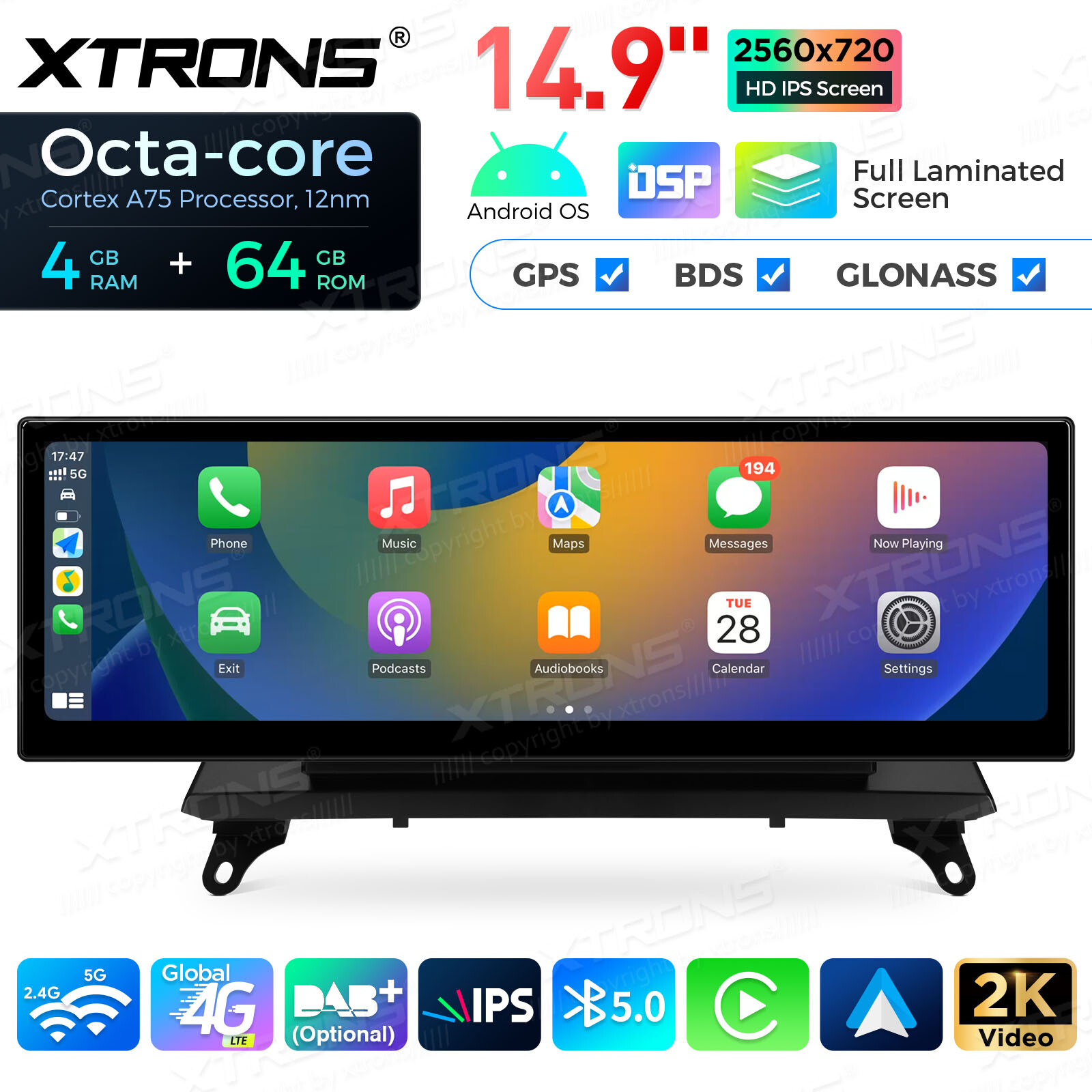 Android 14 Stereo for BMW X5 E70 X6 E71 14.9 inch Screen Wireless CarPlay 4G 64G