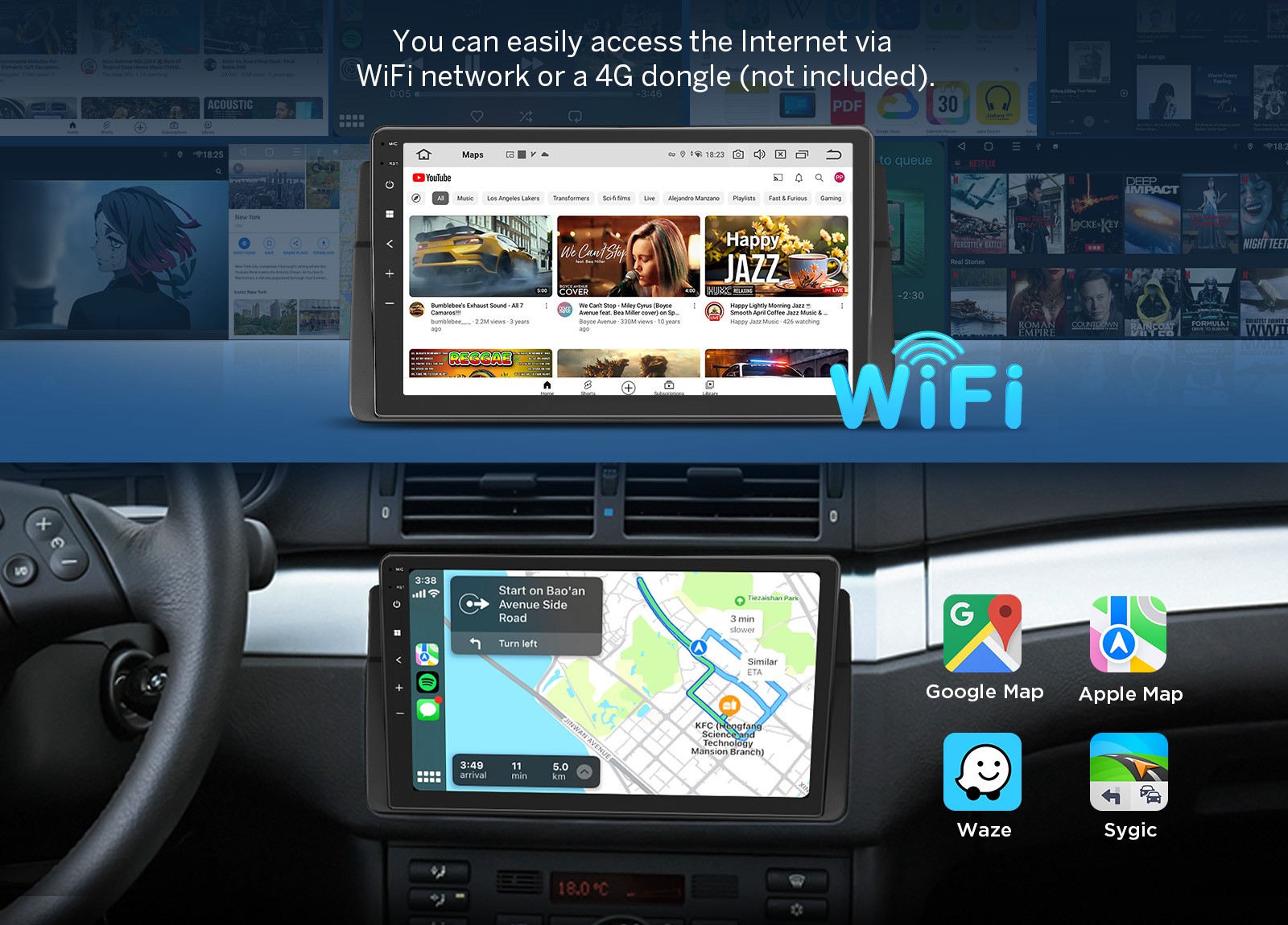 Eonon E46X7A For BMW E46 330i M3 9 inch IPS Android 14 Car Radio CarPlay GPS DSP