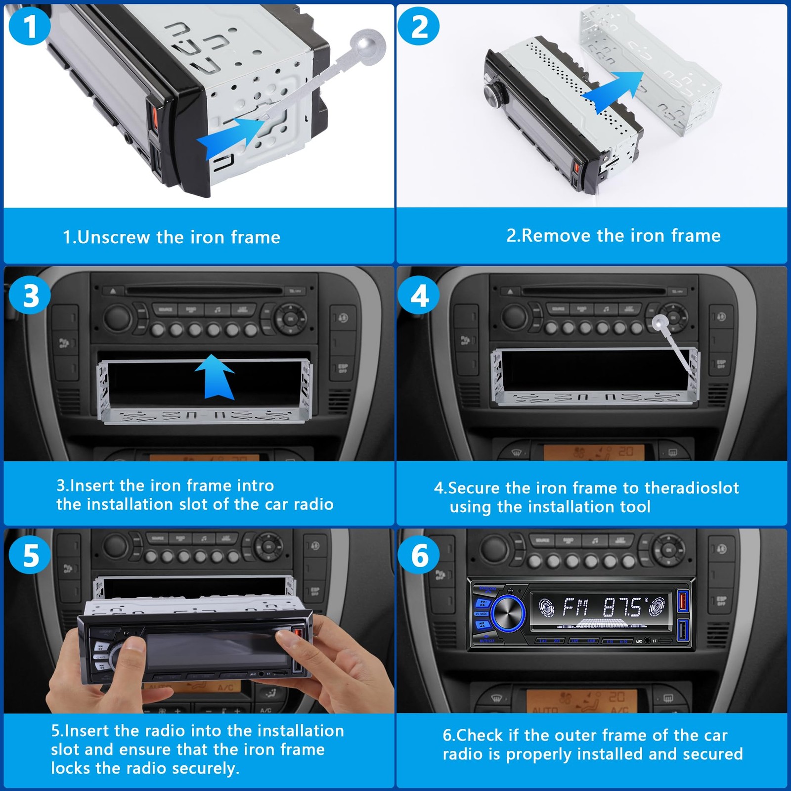 Car Radio Bluetooth Single DIN Car Stereo with Bluetooth,Car Audio with Push …