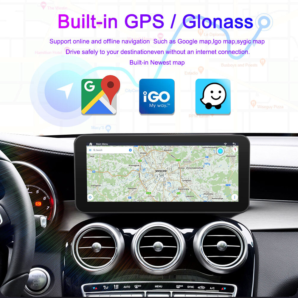 10.25″HD Car Stereo Player for Benz W204 C-class 2008-2010 GPS Carplay WiFi SWC