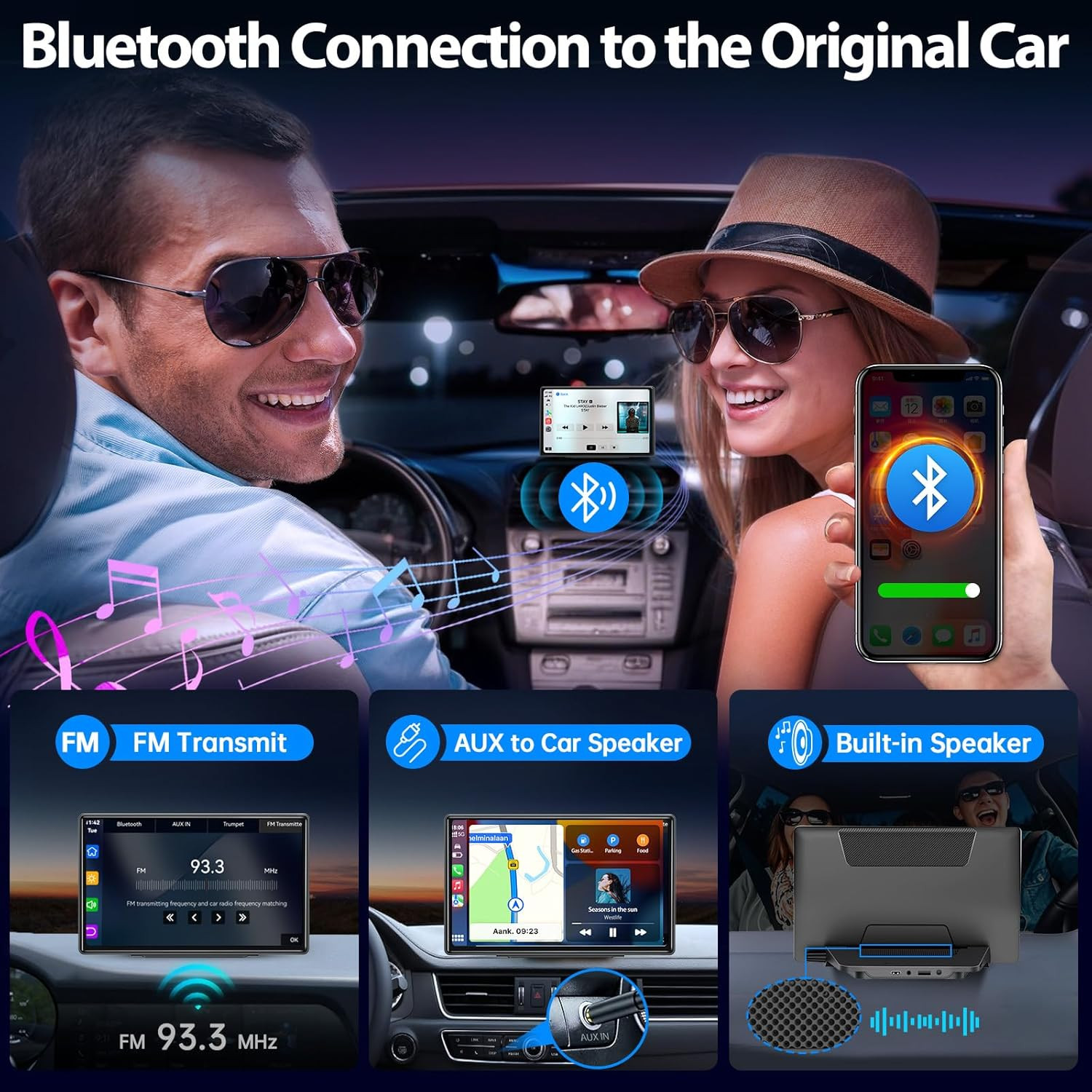 Wireless CarPlay Screen for Car – Portable Dash 9″ HD IPS Screen with Strongest