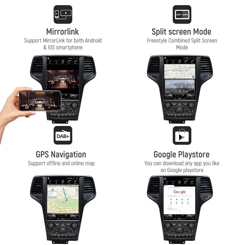 For Jeep Grand Cherokee 2014-2020 Car Gps Navigation Android Radio Stereo 2+32g