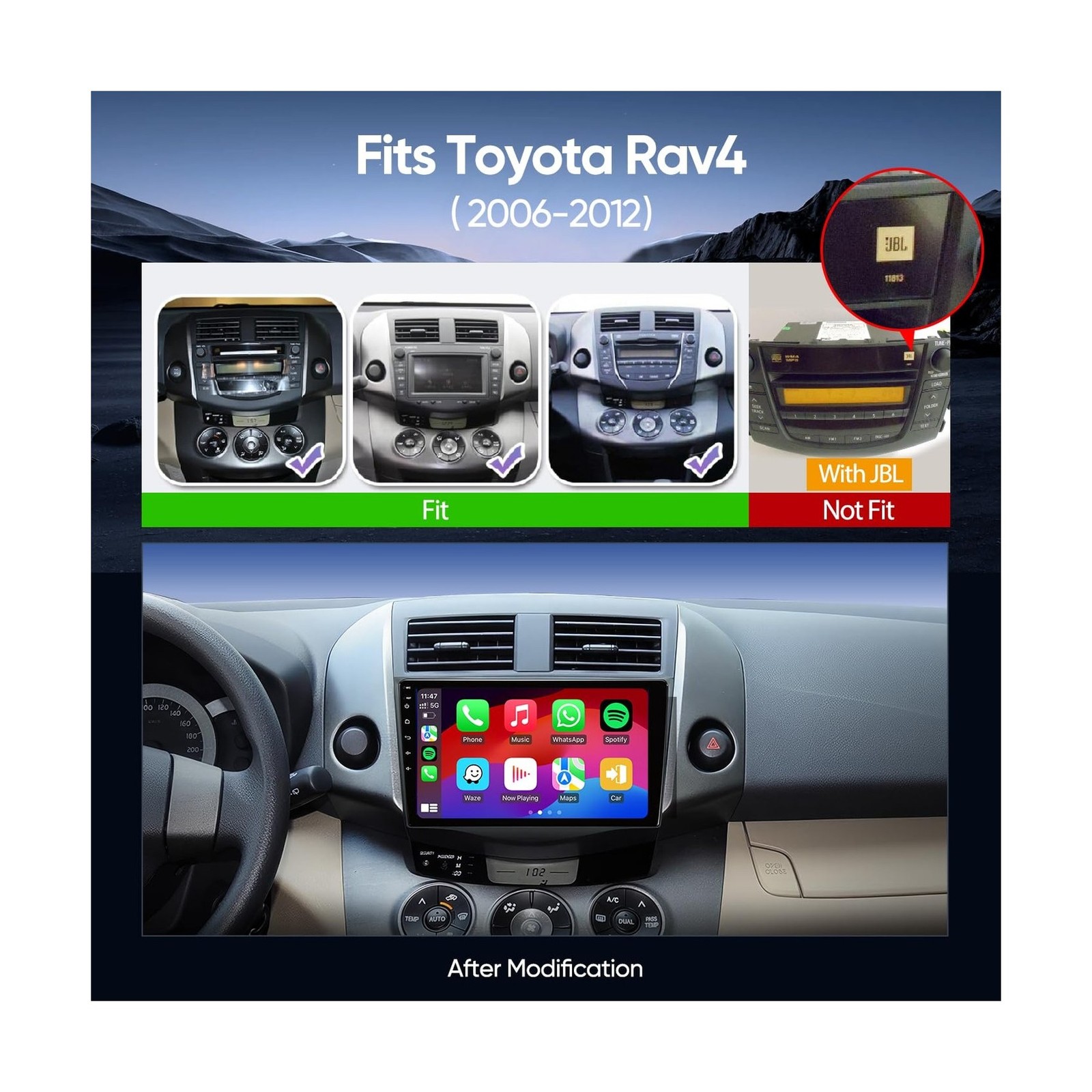 Car Radio Upgrade for Toyota RAV4 2006 2007 2008 2009 2010 2011 2012 with 9In…