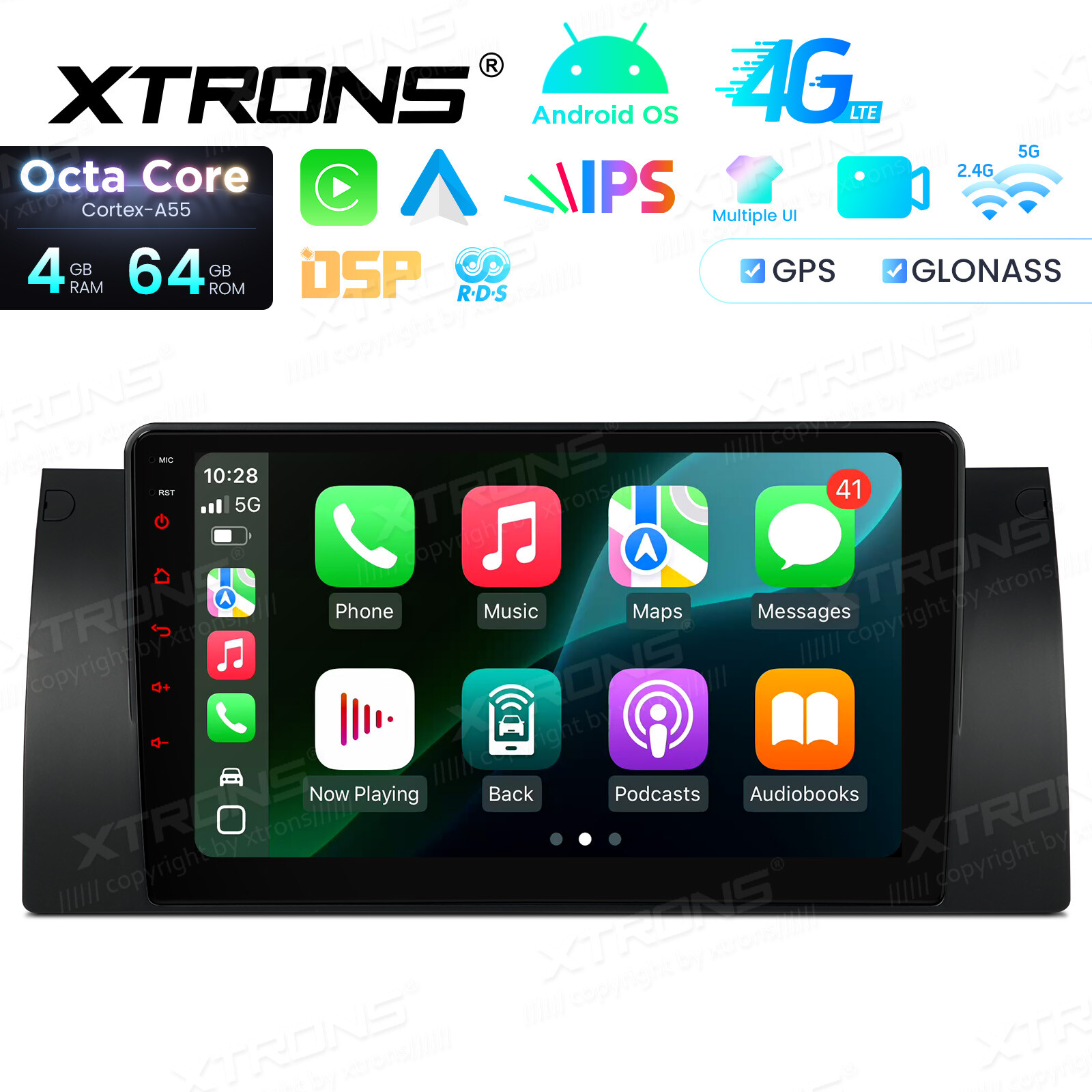 9″ IPS Screen Android 14 8-Core 4+64GB Car Radio Stereo GPS Navi for BMW X5 E53