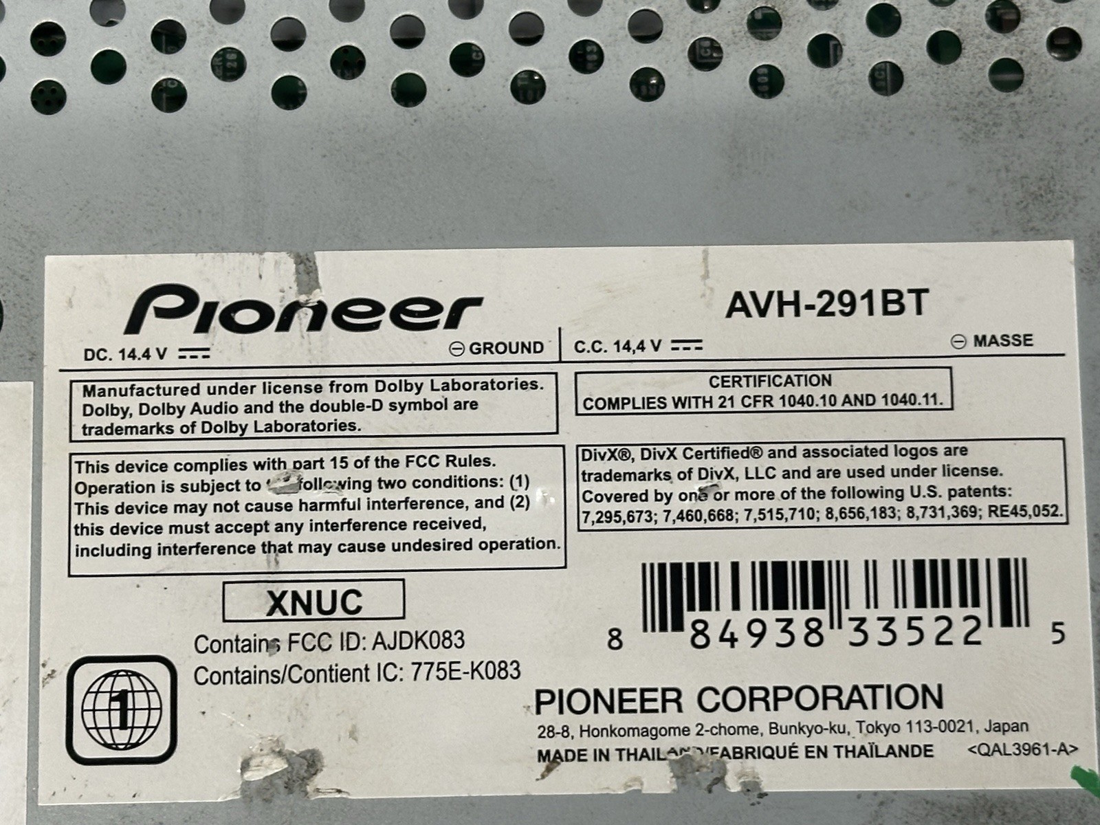Pioneer AVH-291BT 2 DIN 6.2″ Touchscreen CD DVD Radio Receiver USB AUX Bluetooth