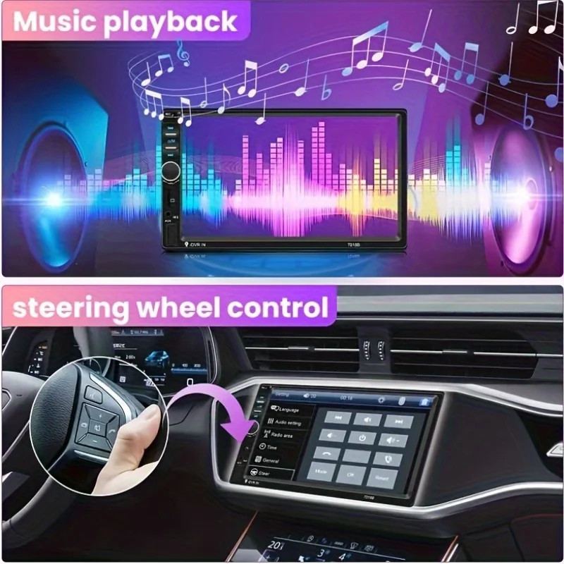 7″ Double 2 Din Car MP5 Player Bluetooth Touch Screen Stereo Radio Audio Mrrior;