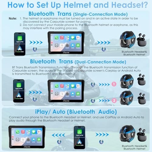 Motorcycle GPS Wireless Carplay/Android Auto, 7″ Waterproof W702S PRO
