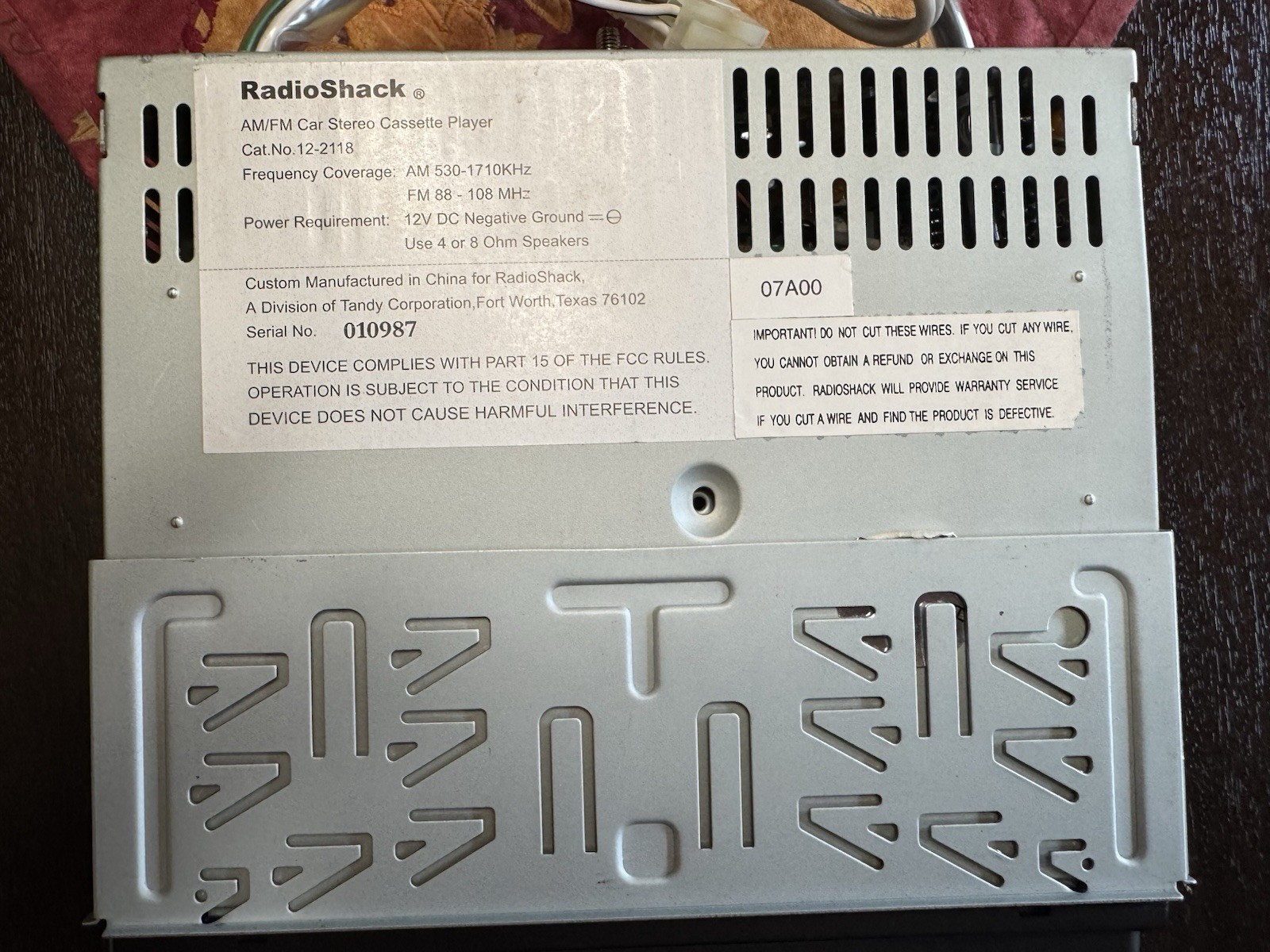 RadioShack AM/FM Stereo Cassette Player Detachable Face Plate 12-2118 Watch Vid