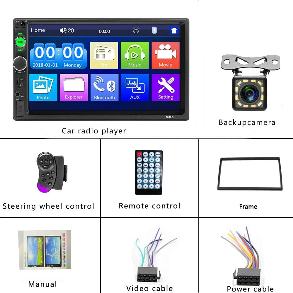 Pantalla Radio Para Carro Auto Con Camara De Reversa Retroceso Bluetooth Full HD