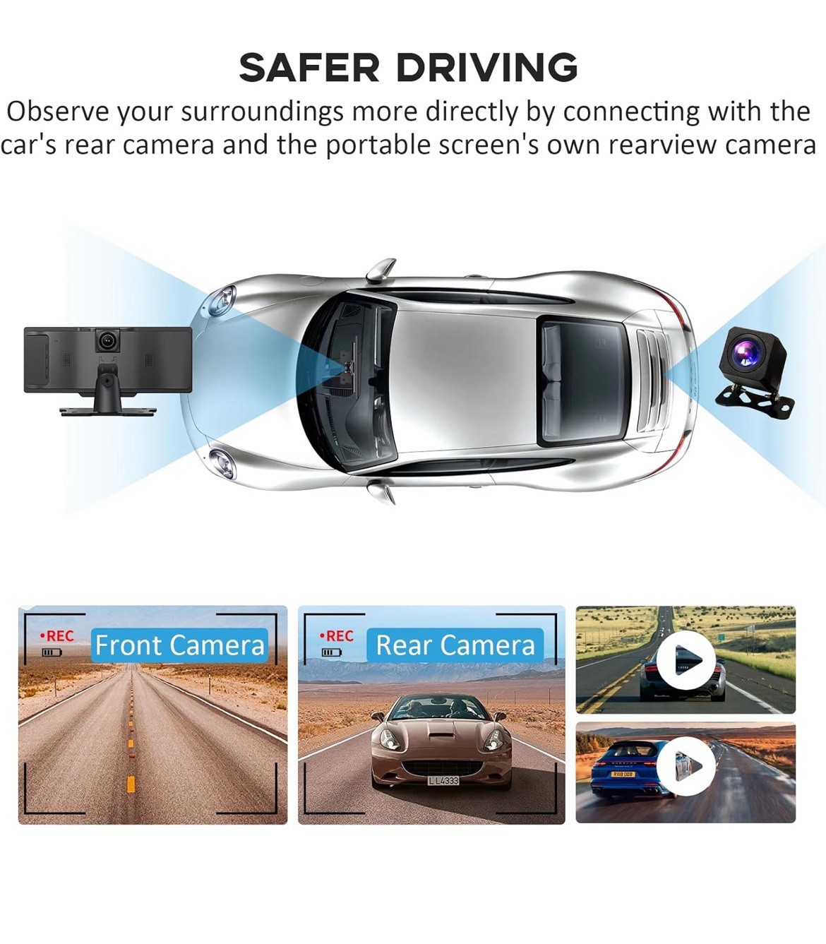 Wireless Portable Carplay TouchScreen Tablet for Car 10.26″ HD 4K Dash cam