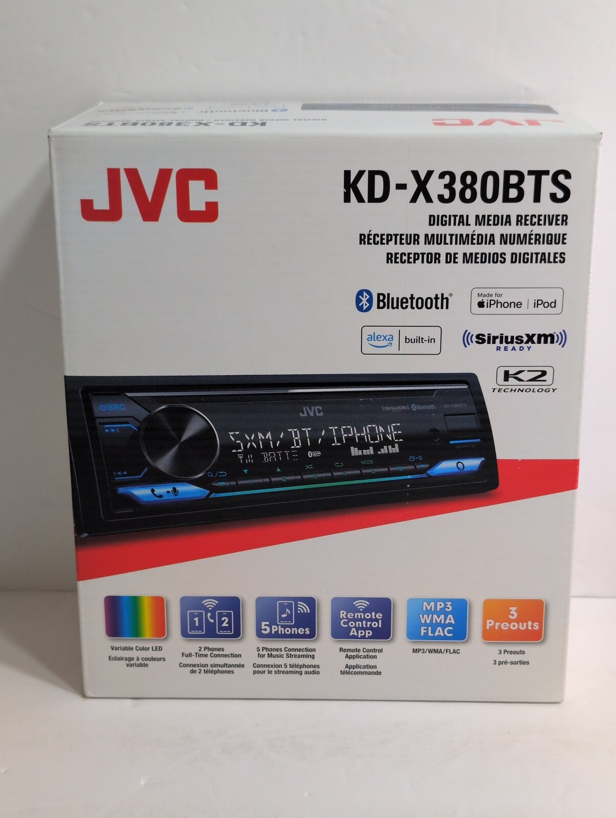 JVC KD-X380BTS Media Receiver w/ Bluetooth/USB/SiriusXM/Alexa/13-Band EQ