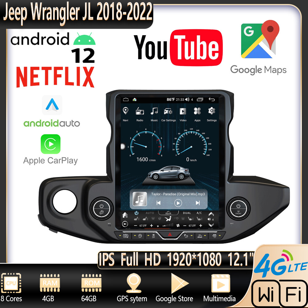 12.1″ Car Radio For Jeep Wrangler Jl Gladiator 2018-2022 Gps Navigation Stereo