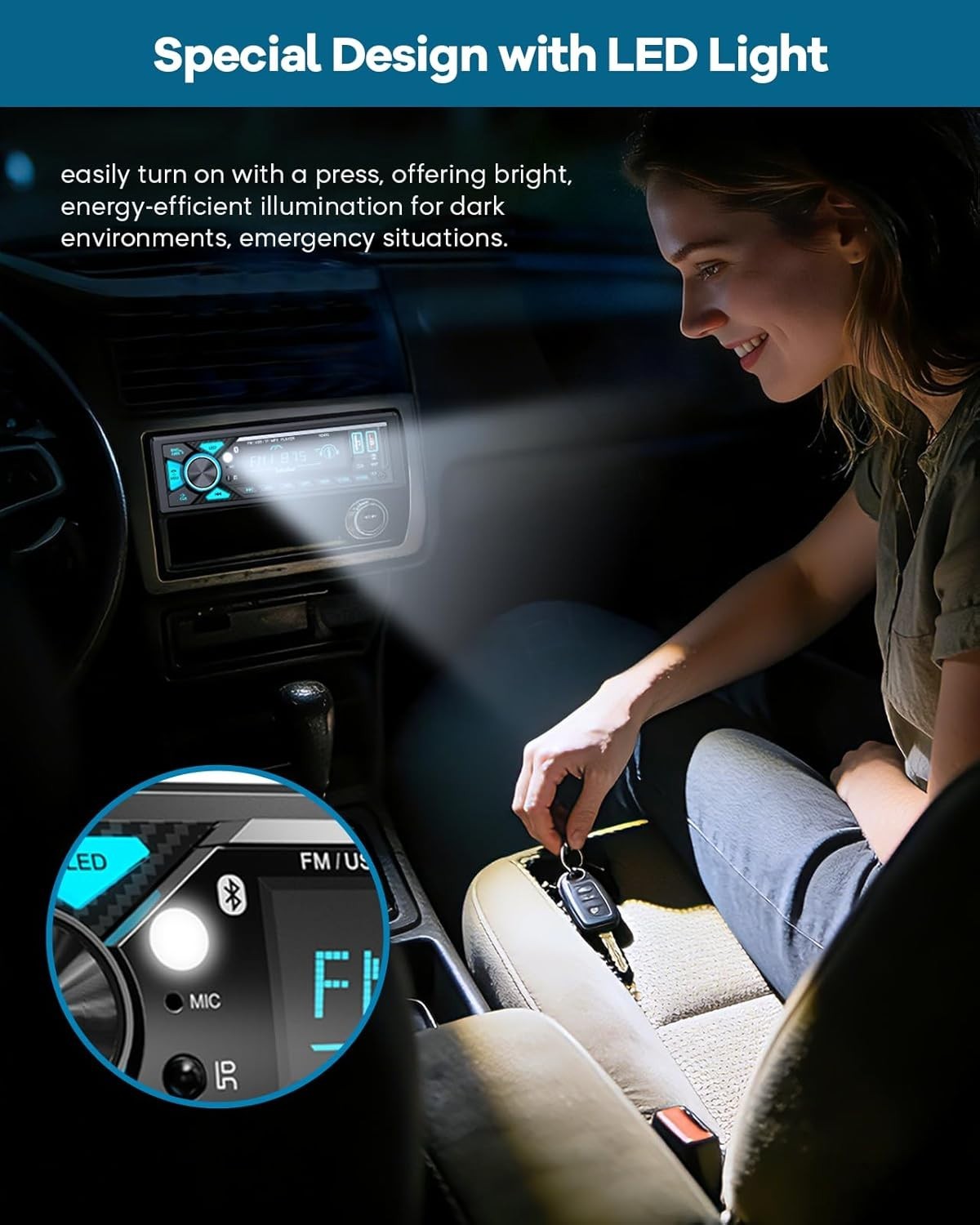 Car Radio with Type-C Charging & Colorful LED Lights for a Modern Ride