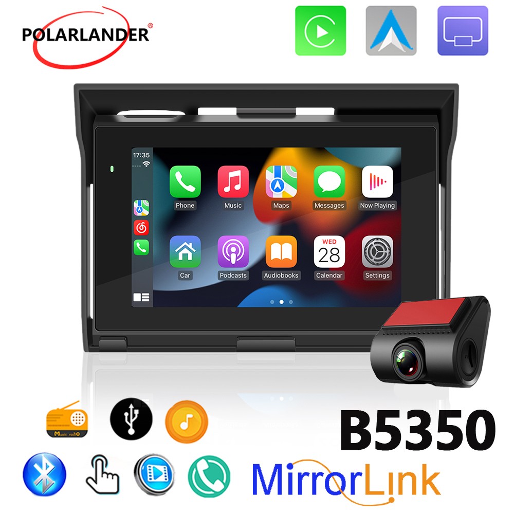 Bluetooth 5.0 CarPlay 5″ Motorcycle MP5 Player Android Auto DVR Support