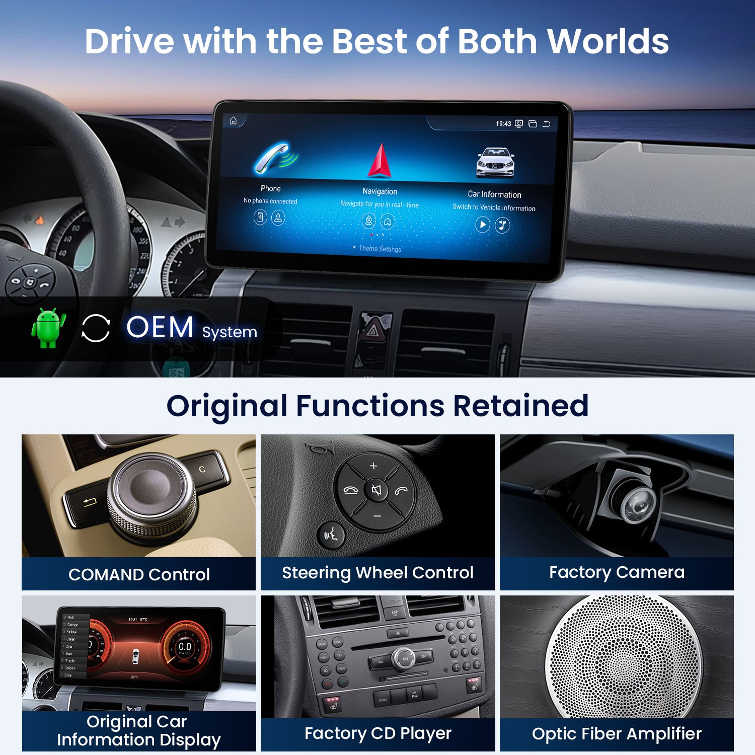 Qualcomm 662 Android 14 for Mercedes GLK X204 12.3″ 2K Screen 8GB 128GB 4G Wi-Fi