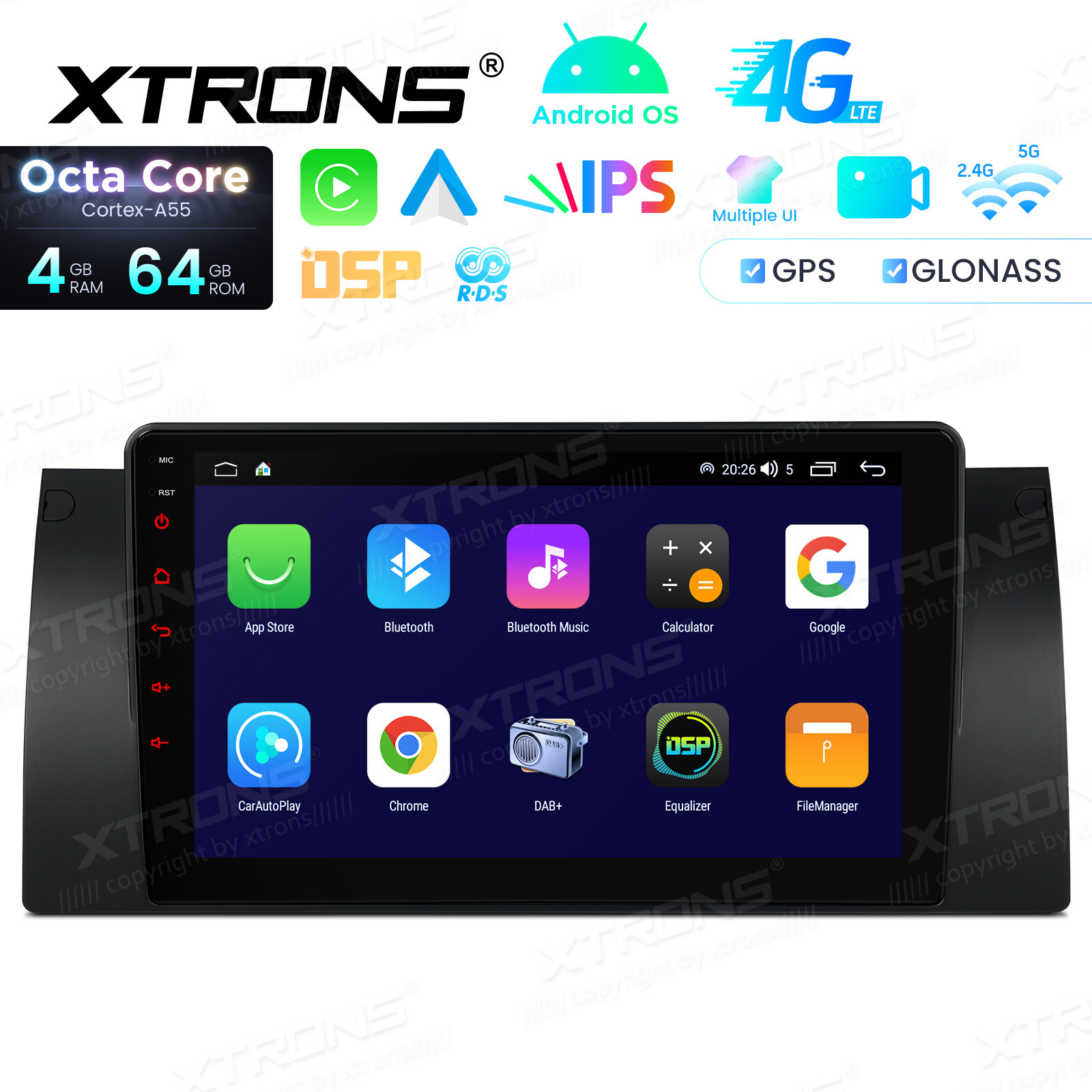 9″ IPS Screen Android 14 8-Core 4+64GB Car Radio Stereo GPS Navi for BMW X5 E53