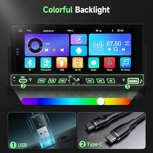 6.86″ Touch Screen Car Stereo with Wireless Carplay & Android