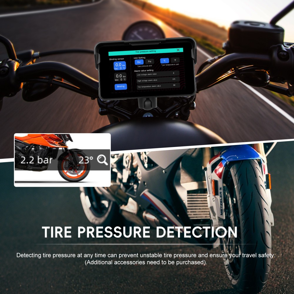 5″ Motorcycle Wireless Portable Carplay Supports Android Auto IP68 Waterproof