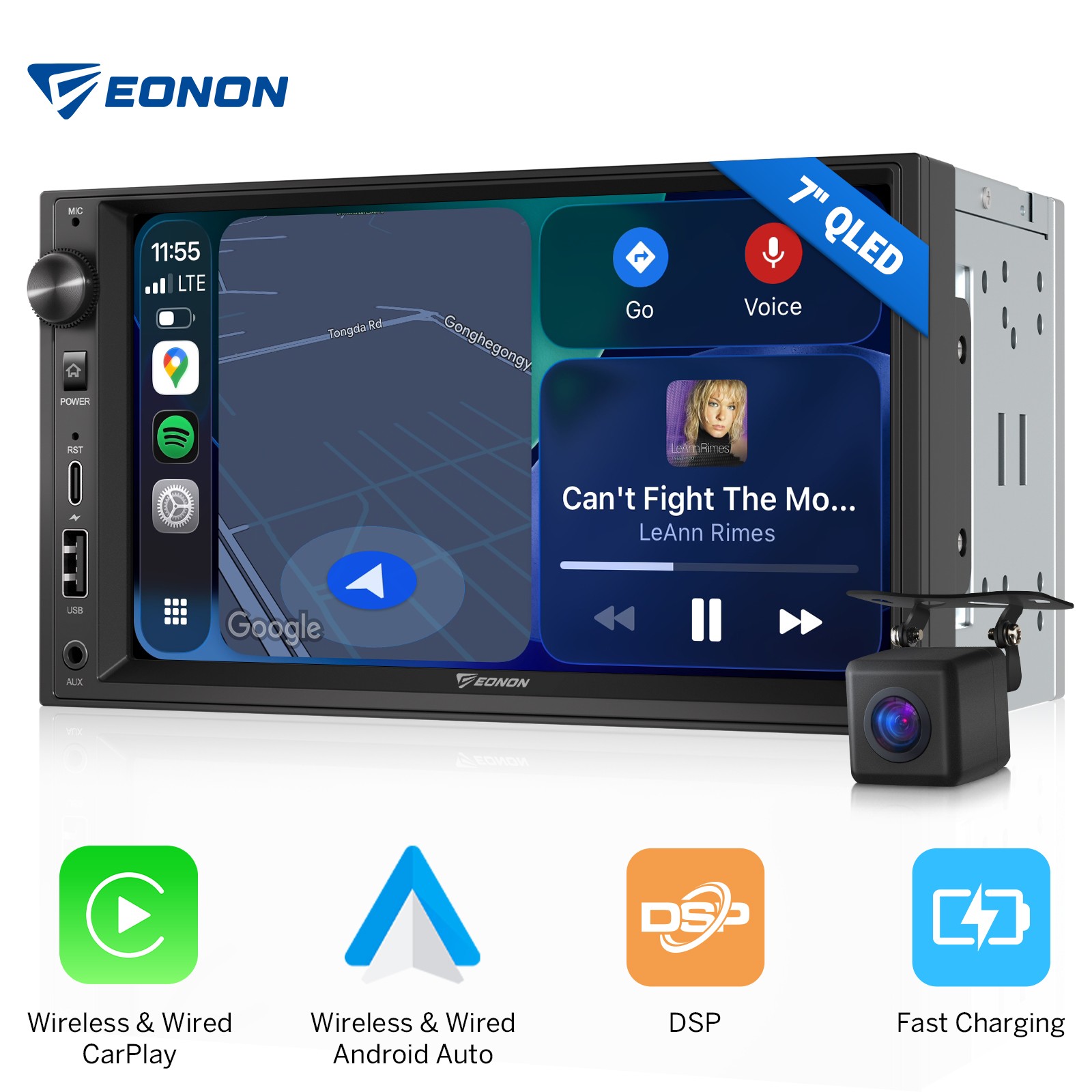 7″ QLED Android Auto Double DIN Car Stereo Wireless CarPlay USB DSP Audio 4x50W