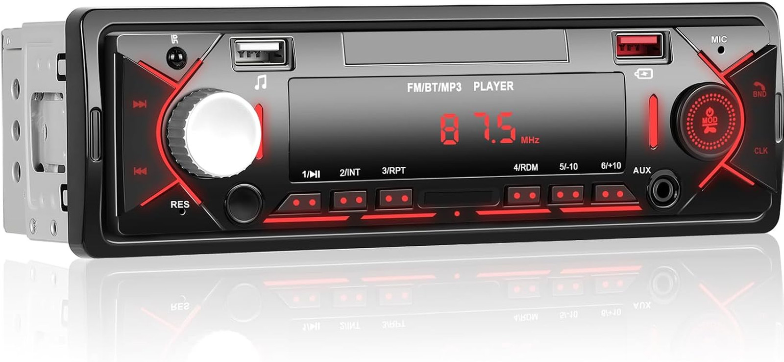 Single DIN Car Stereo Bluetooth FM MP3 USB SD AUX Multimedia Player Radio