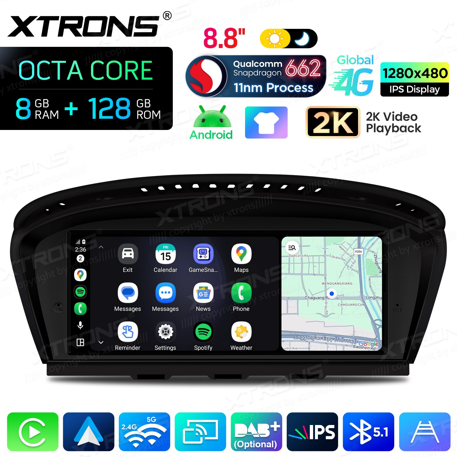 8.8″ For BMW 3 5 Series E90 E60 CCC Carplay Car Stereo Screen GPS 8+128G 4G LTE