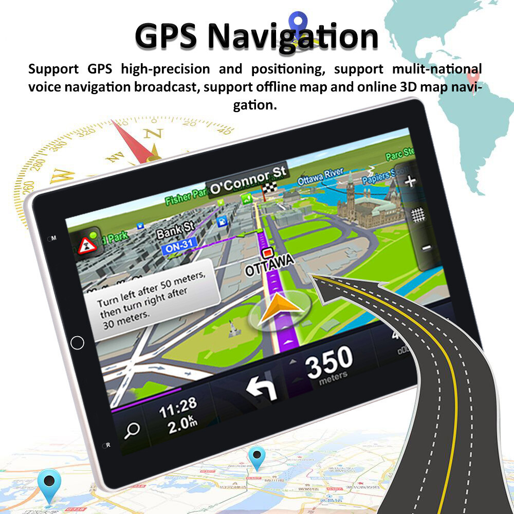 6+128GB Single 1Din Rotatable CarPlay 10.1″ Car GPS AM Stereo Radio QLED DSP GPS