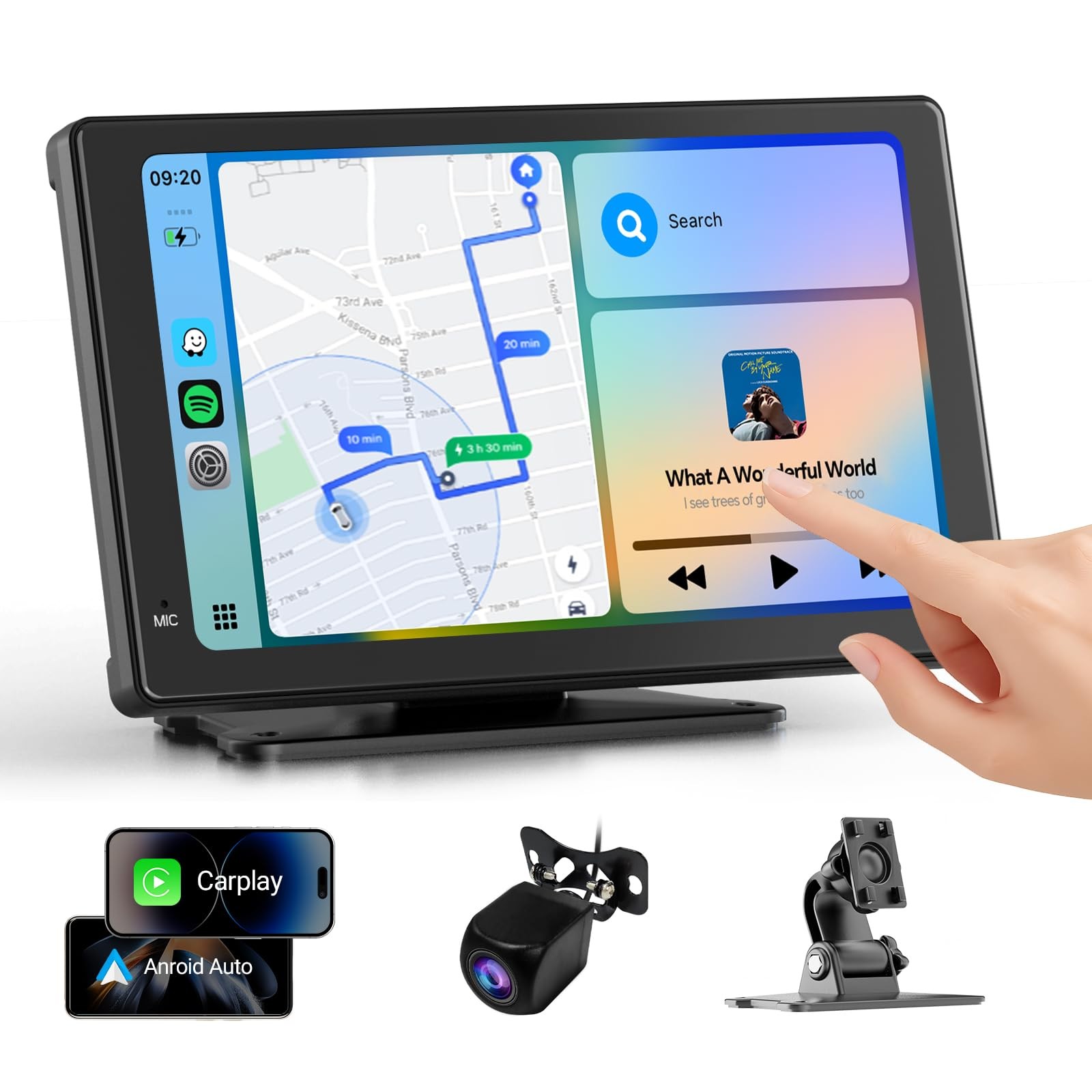Estéreo Inalámbrico Para Coche Pantalla Táctil HD 7″ con CarPlay y Android Auto