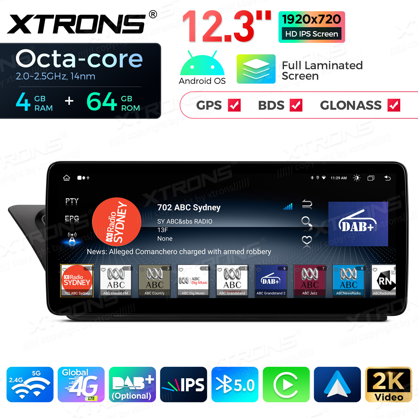 For Audi A4 A5 LHD 12.3″ Android Radio Player Wireless CarPlay IPS Screen 4G 64G