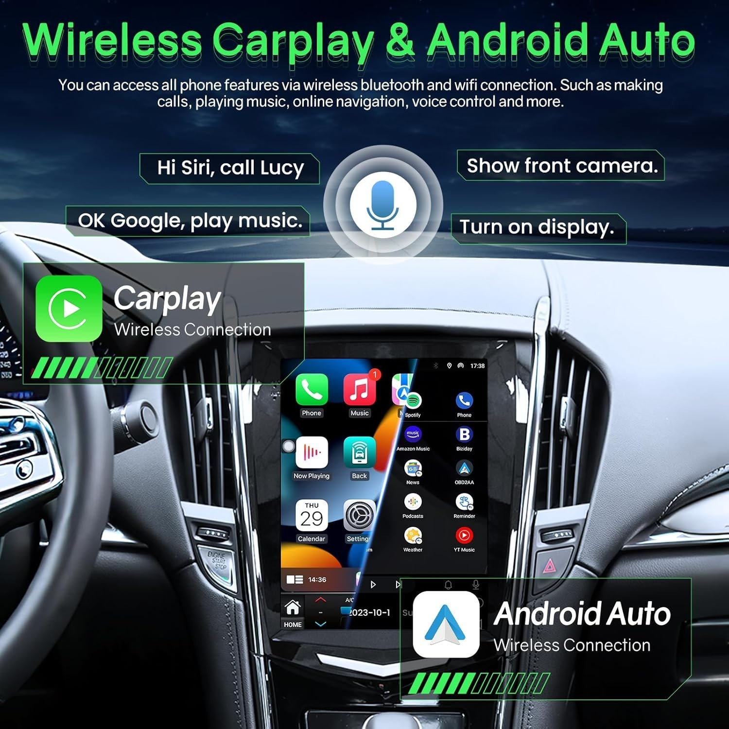 For Cadillac ATS SRX XTS CTS Android 13 Car Stereo Radio Carplay GPS Navigation