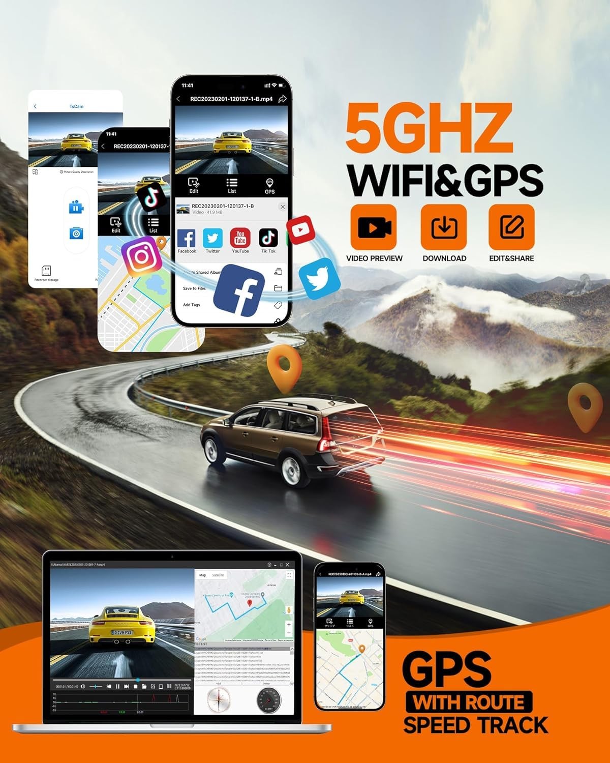 Neideso N700 360° 4-Channel Dash Cam: Front/Rear/Inside 3K+3*1080P, 5GHz WiFi GP