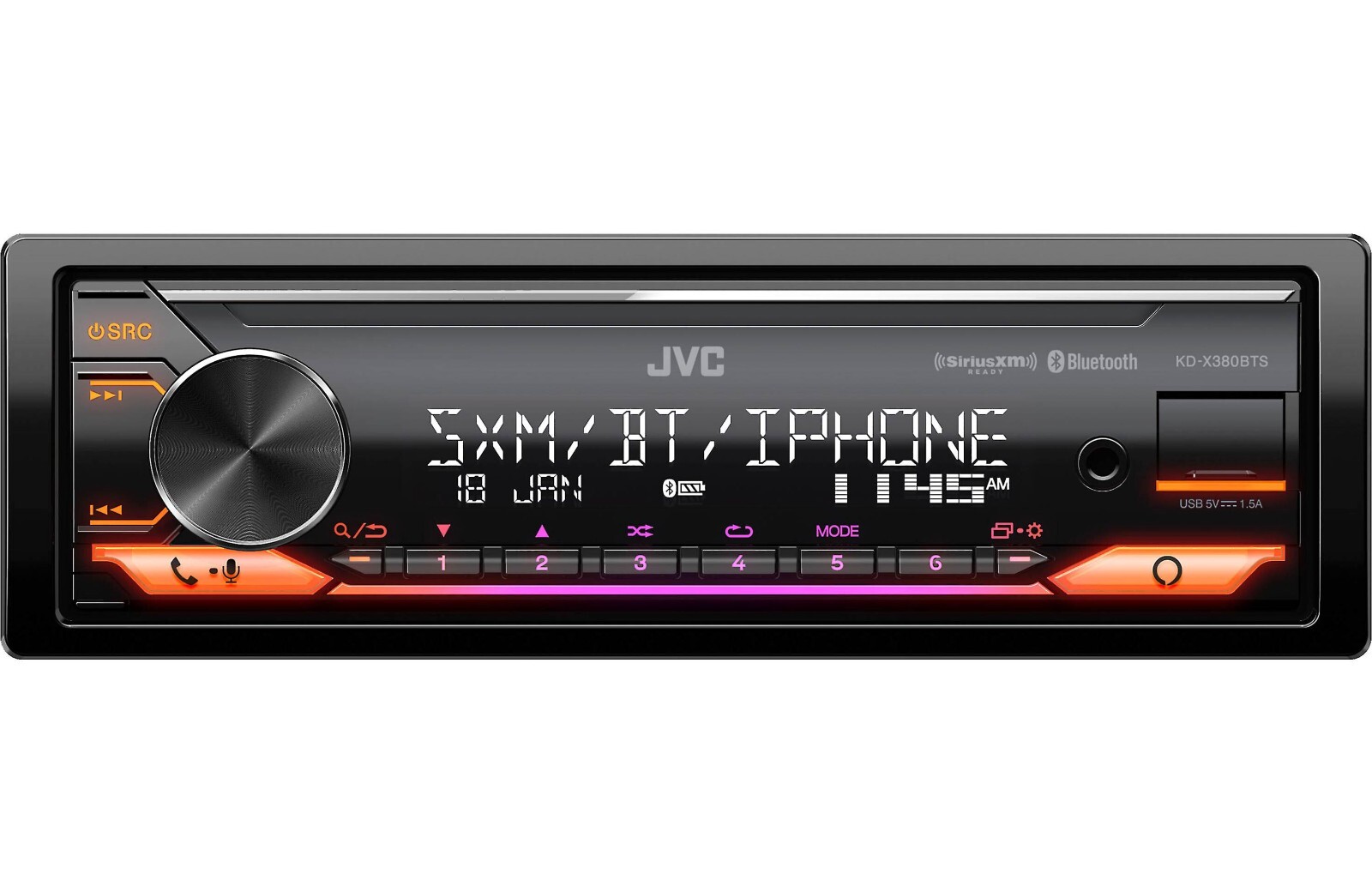 JVC KD-X380BTS Bluetooth Media Player Android iPhone Alexa XM AM FM USB Aux 4v