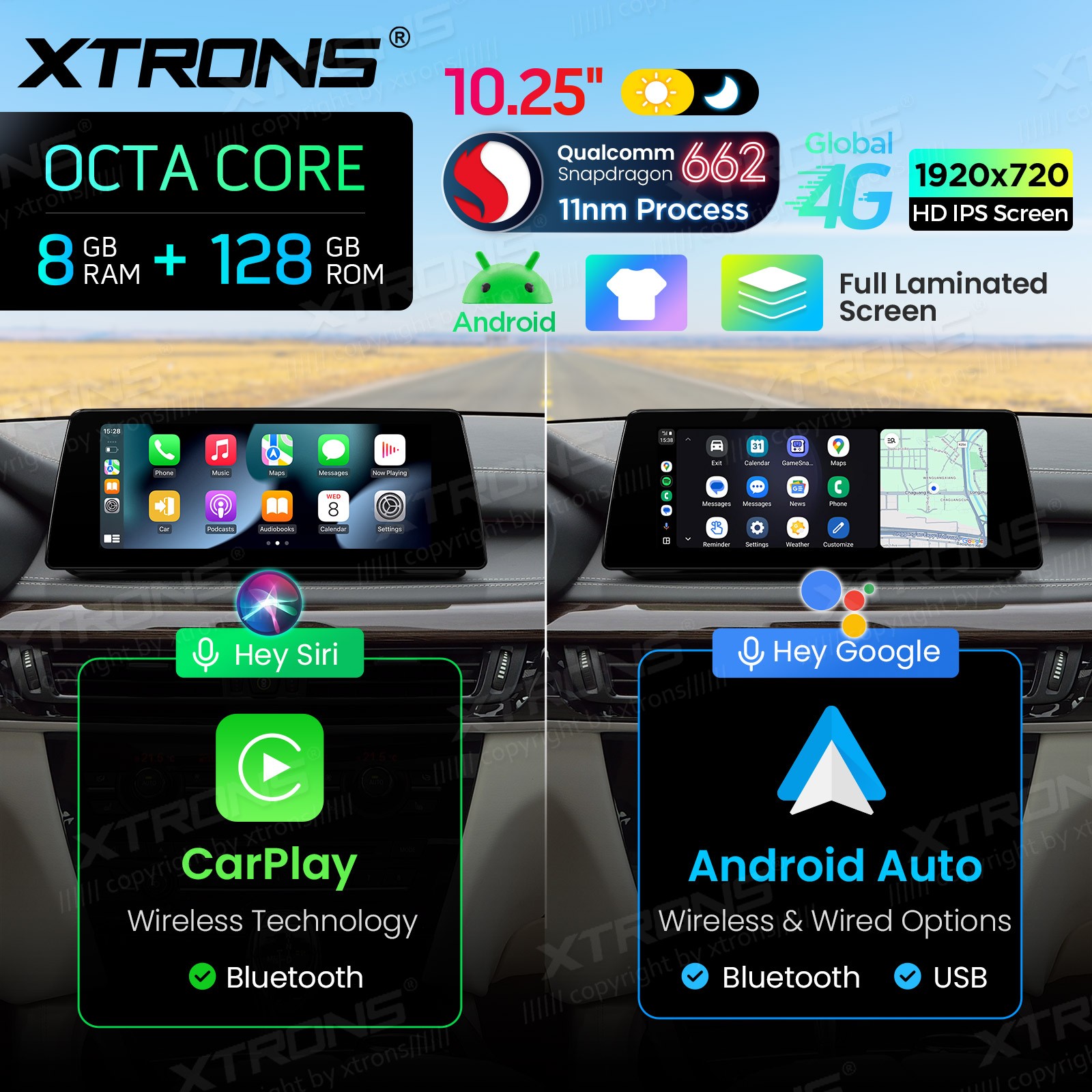 10.25″ Android 14 Car Stereo CarPlay 8+128G Retrofit For BMW X5 F15 X6 F16 NBT