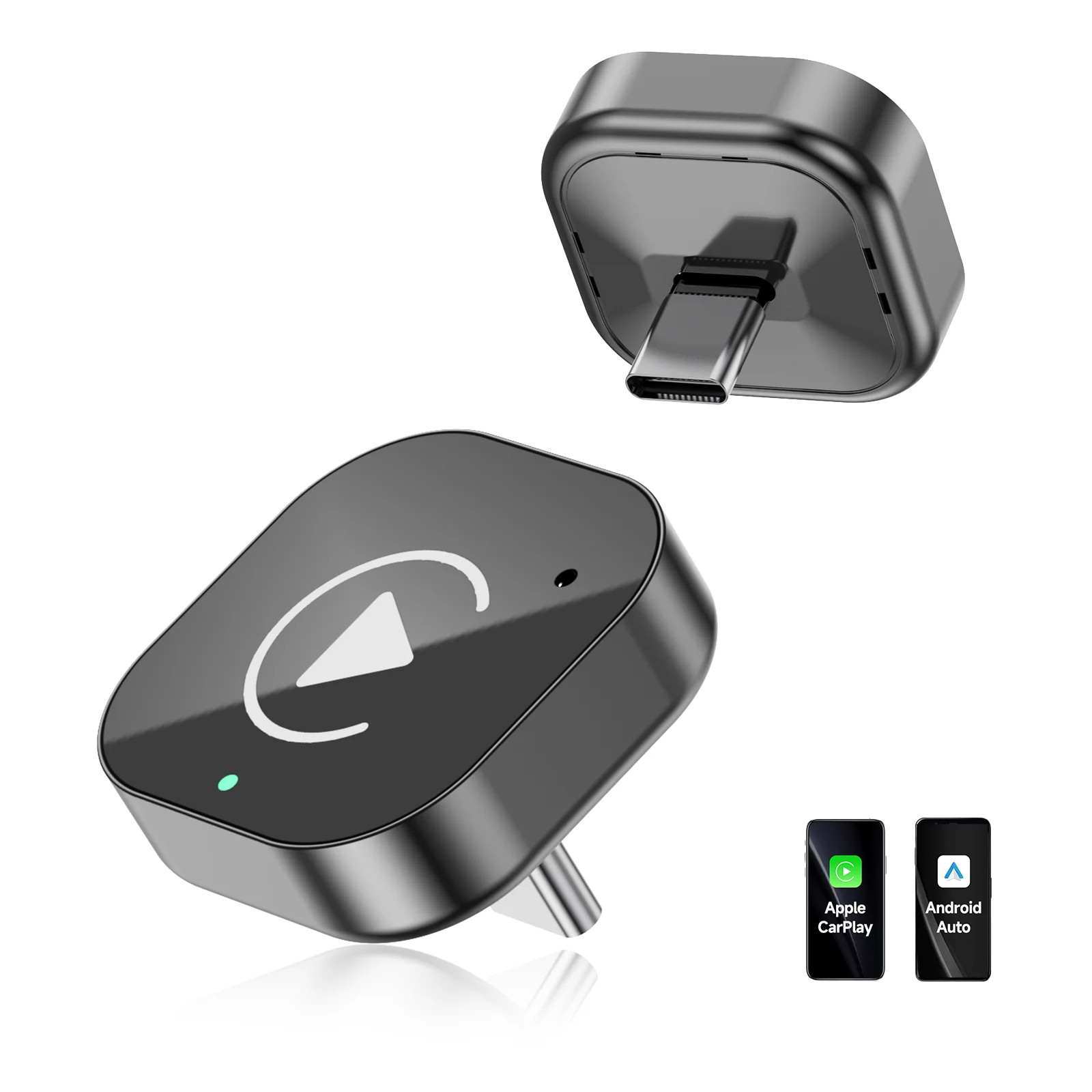 （Type-C）2 in 1 Carplay Dongle,Wireless Carplay Apapter USB C / Android Auto USB